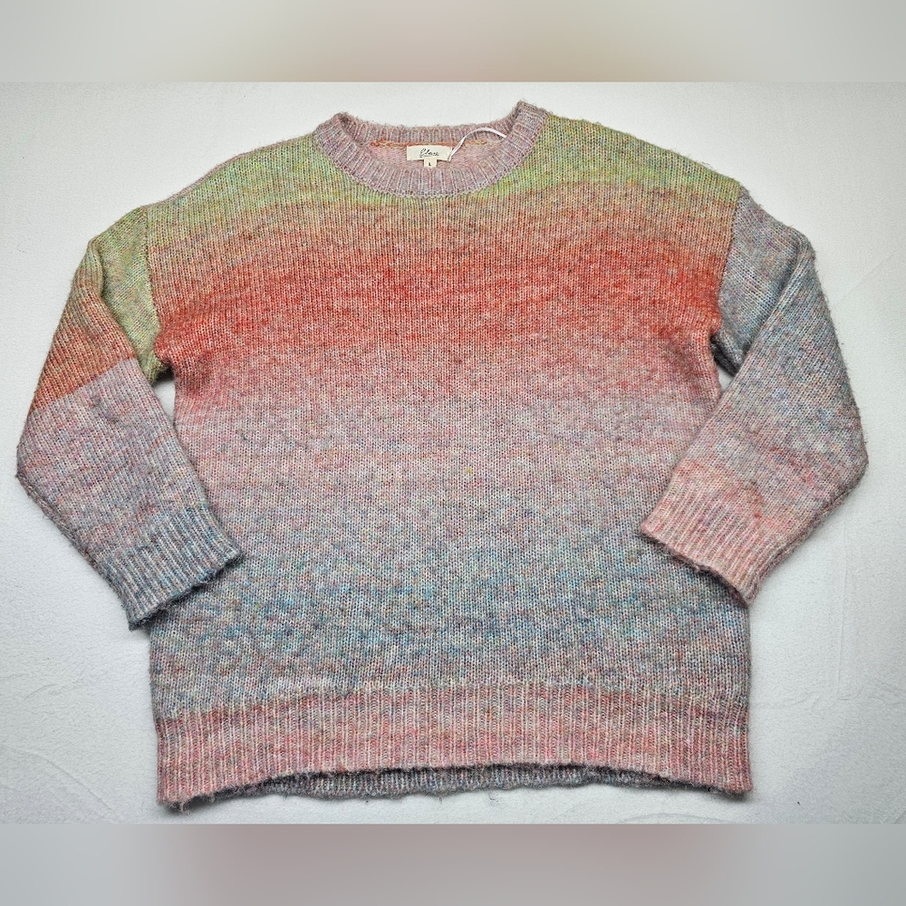 Elan Sweater Large Multicolor Knit Pullover Crew‎ Neck Long Sleeve Cozy